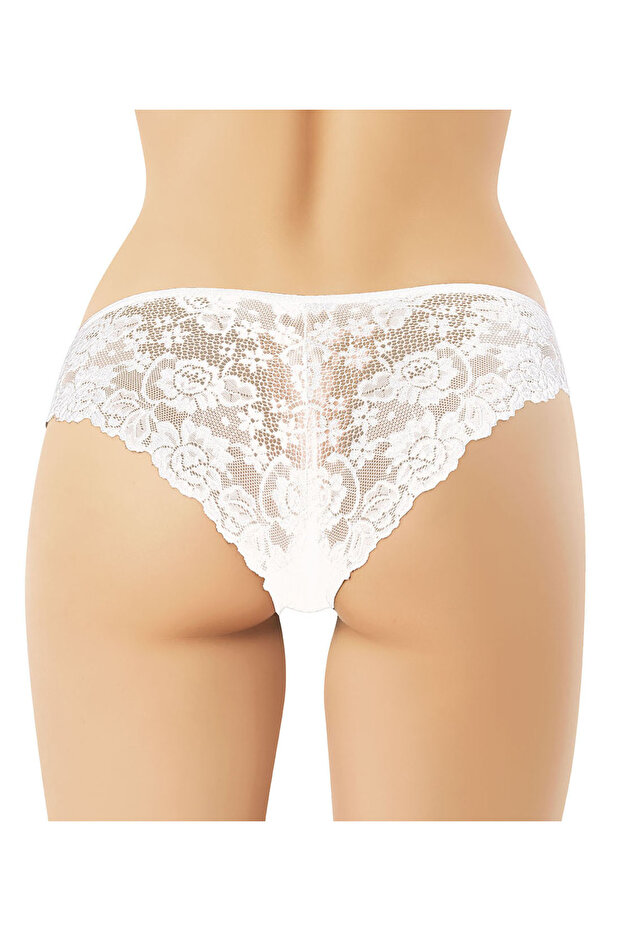 Women's Camisole Lace Bikini Panties – Stretchy Ribbed, Daily Comfortable Underwear (White)