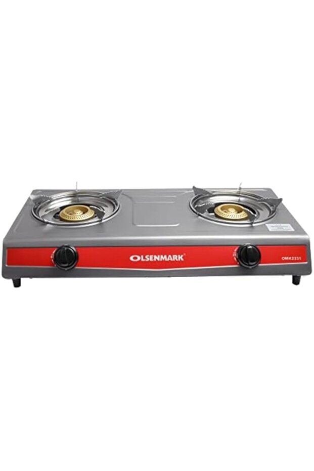 Olsenmark Stainless Steel Double Burner Gas Stove - auto Ignition - ABS Knobs