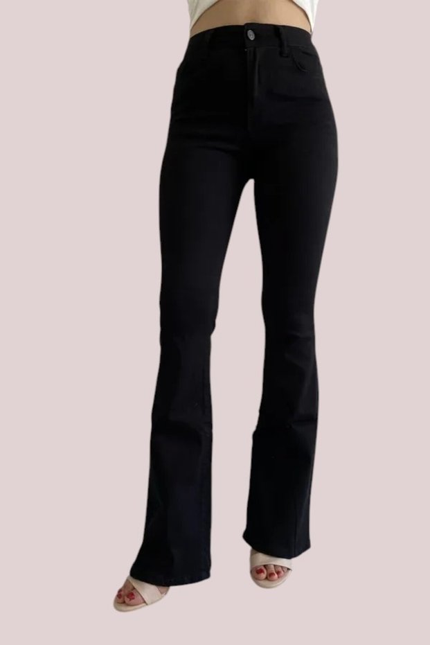 Yasmina Women's High Waist Black Flare Jeans