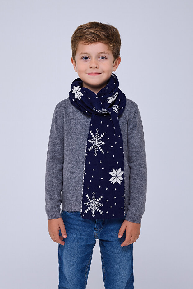 New Year Themed Knitwear Children's Scarf (Age 5-10, 30X140Cm)