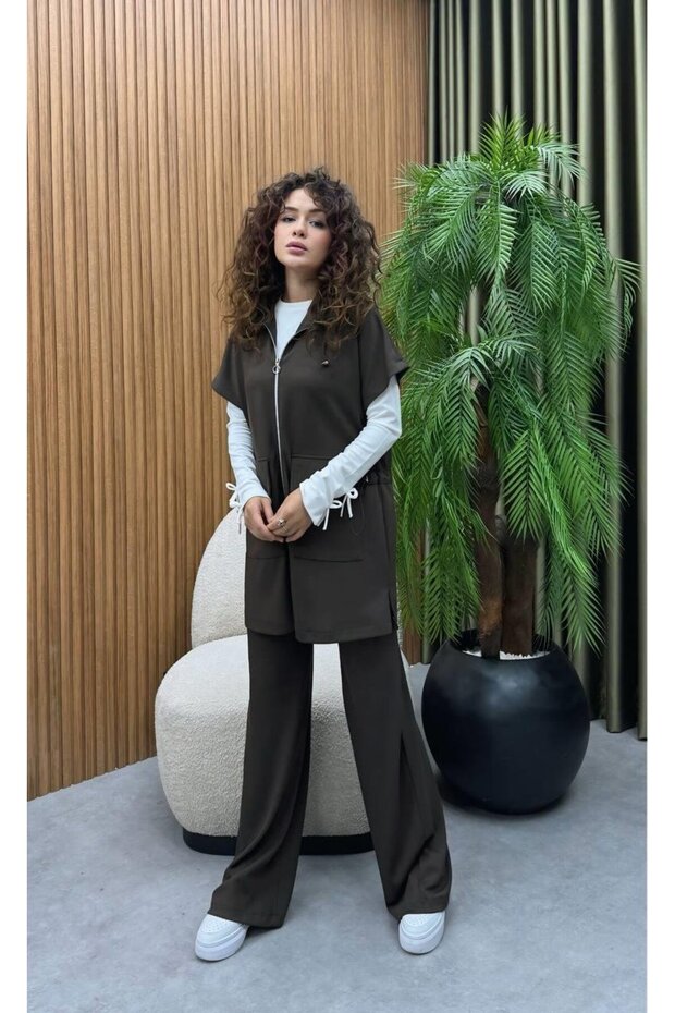 Premium Quality Women's Two-Piece Suit with Vest and Pants Modest Matching Vest Suit