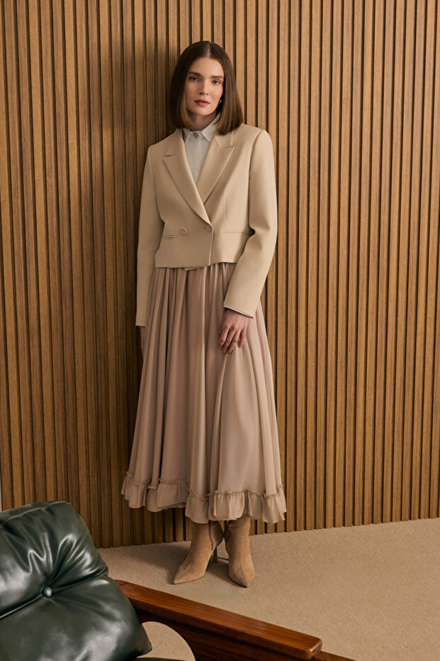 Fırfırlı Şifon Etek - 1