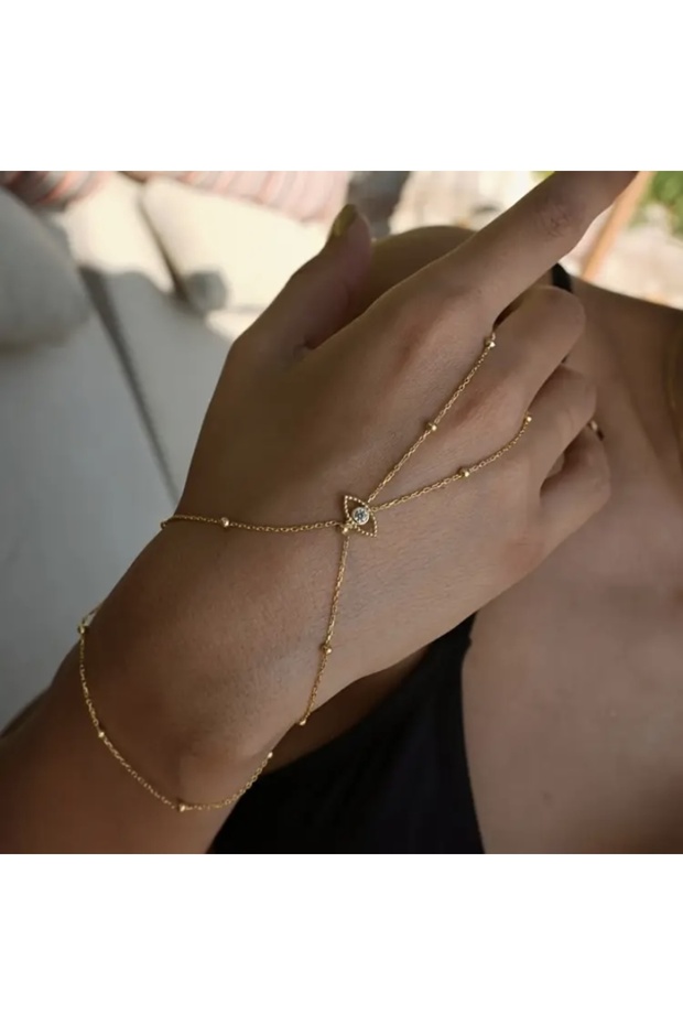 Hei Bohemian Style Zirconia Eye Stone Minimalist Chic Women's Accessory Shahmeran Bracelet