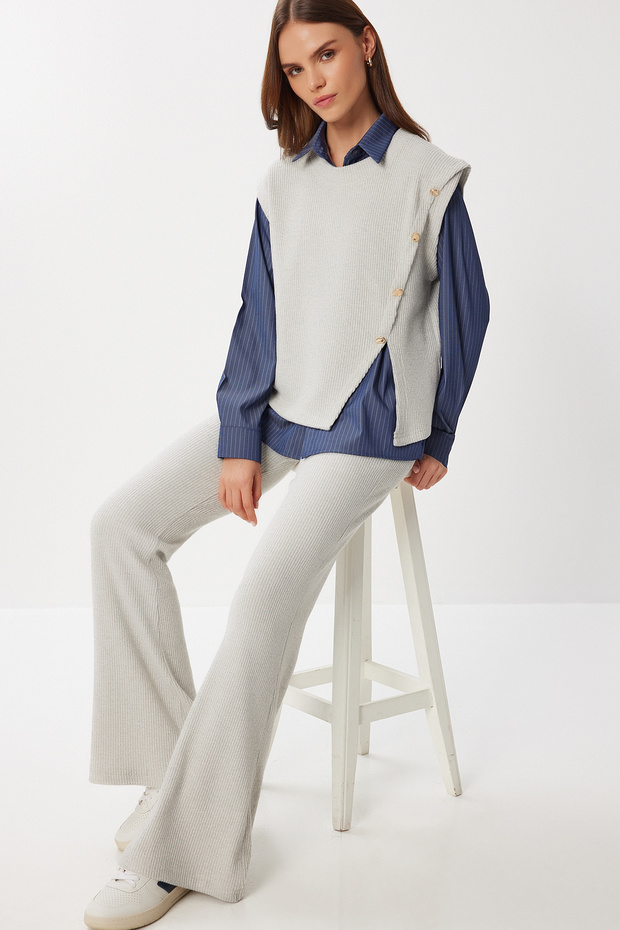 Sweater Shirt Pants Set Lrg0048 Gray
