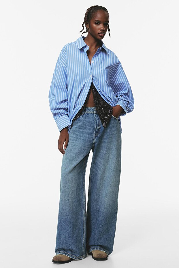 Orta bel baggy jean - 1