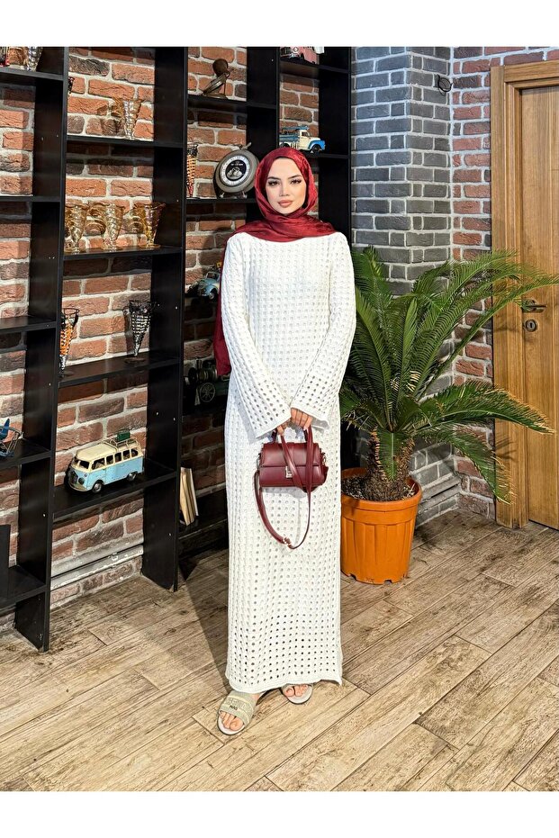 فستان تريكو مبطن بنقشة أجوور - 5