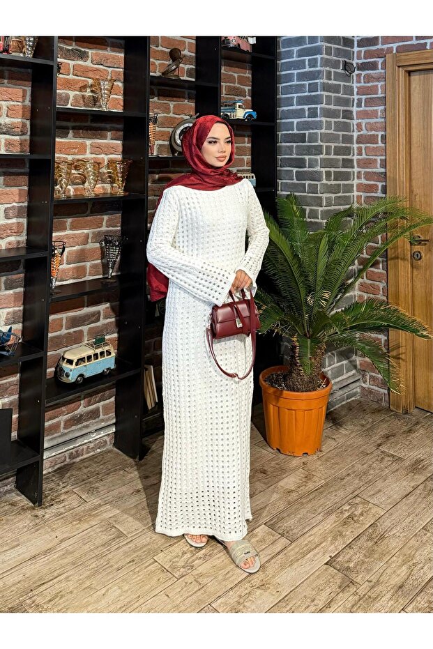 فستان تريكو مبطن بنقشة أجوور - 3