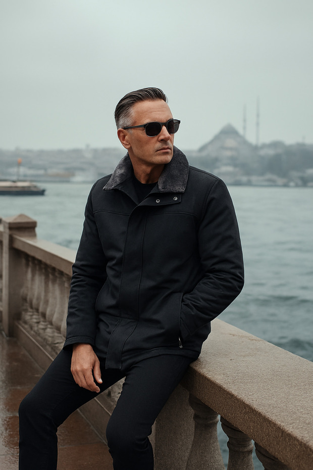 Kürk yaka klasik kaban - 4