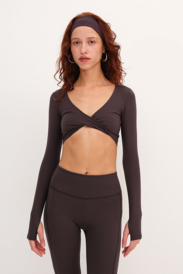Uzun Kollu Crop Bluz B0096 - 5