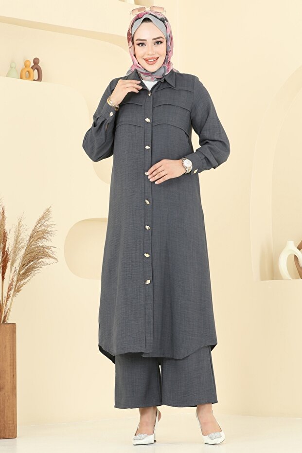 Nervür Detaylı Sofia Takım 3158HBS856-MS Antrasit - 2