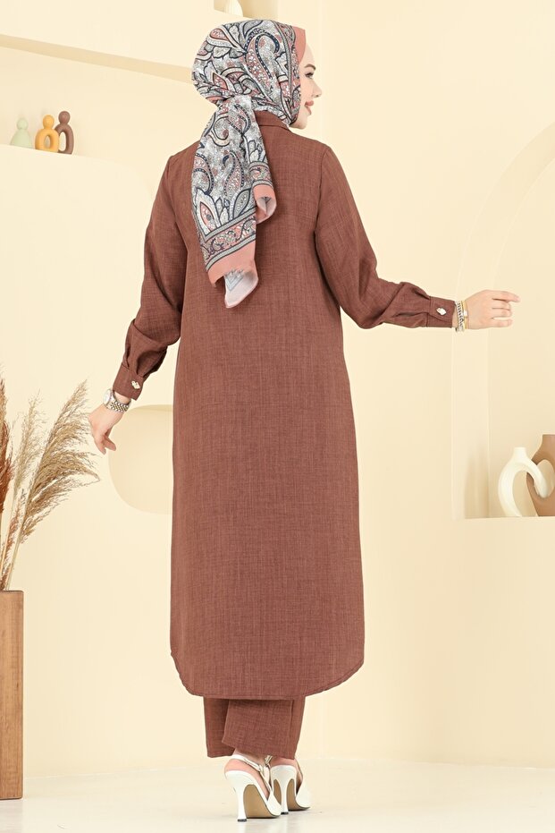 Nervür Detaylı Sofia Takım 3158HBS856-MS Kahve - 5