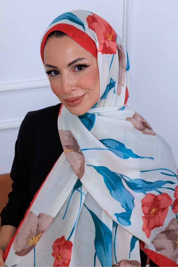 BOTANİK ÇİÇEKLER DESENLİ DİJİTAL SOFT ŞAL - 7