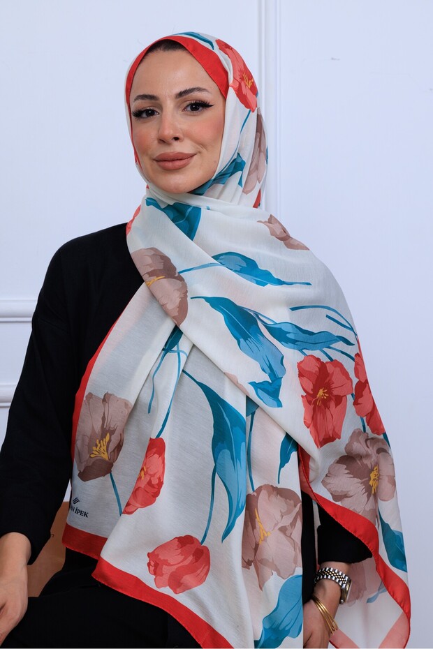 BOTANİK ÇİÇEKLER DESENLİ DİJİTAL SOFT ŞAL - 6