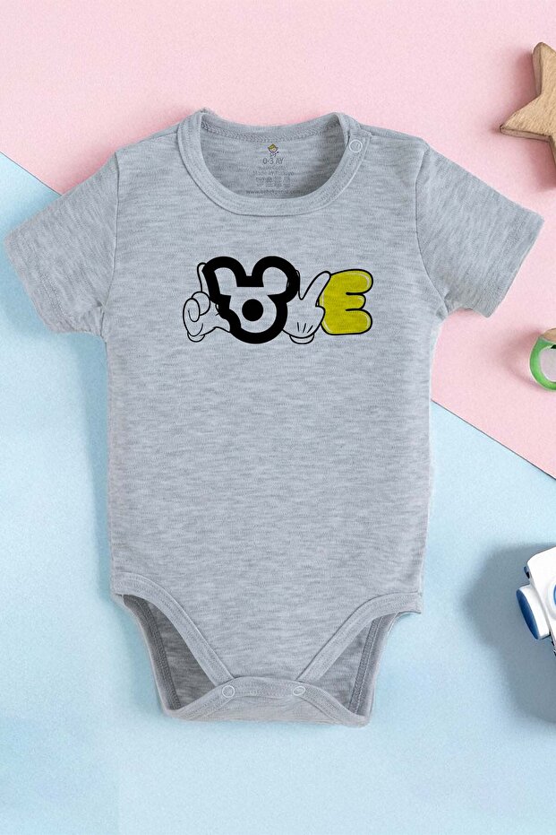 100% Cotton Organic Love Design Baby Bodysuit