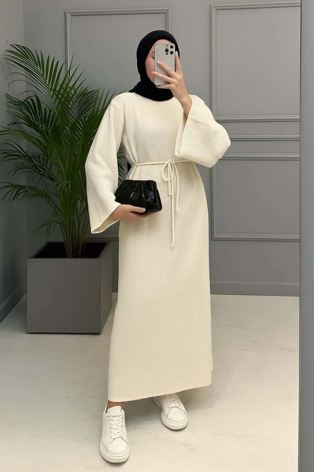 İspanyol Kol Triko Elbise - 1