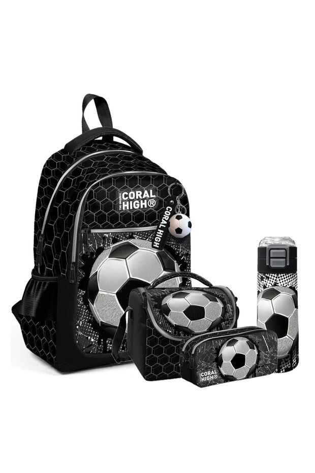 Kids Patterned 4-Piece School Bag Set (School Bag, Nutrition, Pen Holder, Water Bottle)