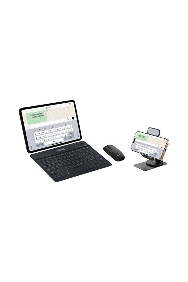 TEN PLUS 3-in-1 Keyboard, Mouse, and Phone Holder - Fast and Convenient Wireless Bluetooth Connection - 2