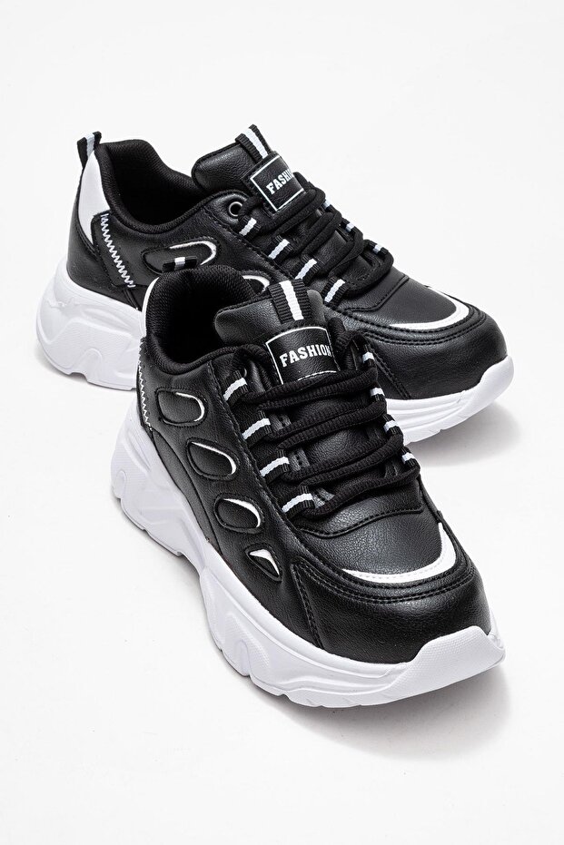 Yan Ring Patterned Women's Sports Shoes Black White