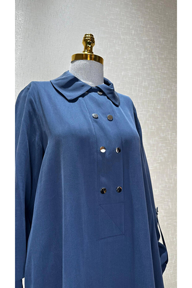 İndigo Renk Elbise - 2