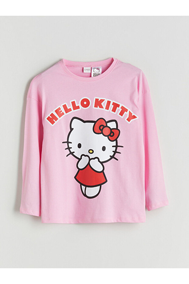 Stilinizi Bize Bırakın | Bisiklet Yaka Hello Kitty Baskılı Kız Çocuk Pijama Takımı - 2