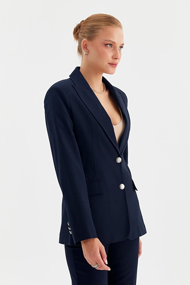 Çift Gümüş Düğmeli Ceket - 4