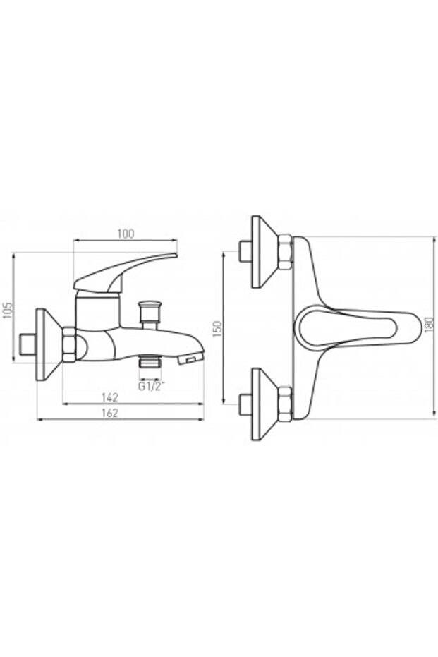 Basic Wall-Mounted Shower Battery - 7