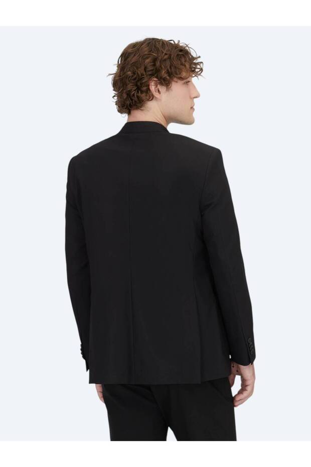 Black Patterned Regular Fit Jacket - 6