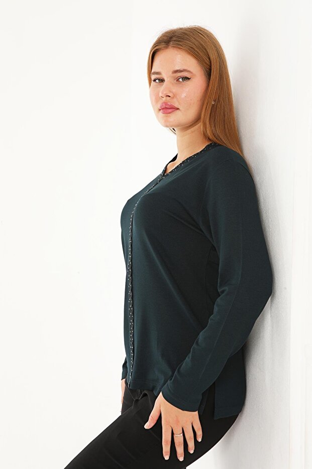 Merserize Bluz V Yakalı - 4