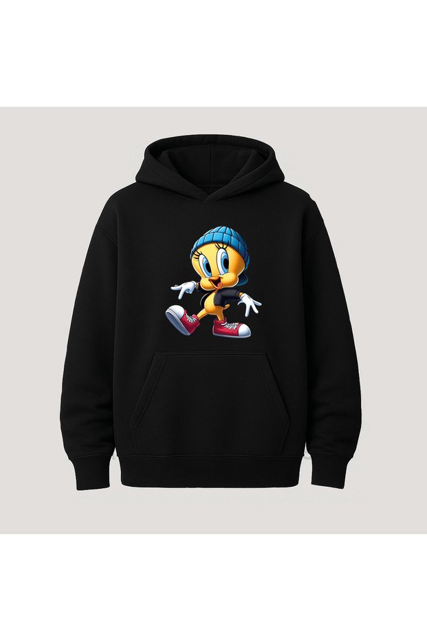 Looney Tunes Printed Kangaroo Pocket Cotton Hooded Long Sleeve Hoodie Sweatshirt