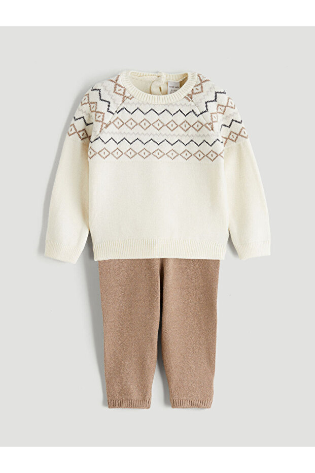 Bisiklet Yaka Erkek Bebek Triko Kazak ve Pantolon - 2