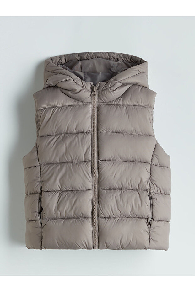 Brown Hooded Girl's Puffer Vest