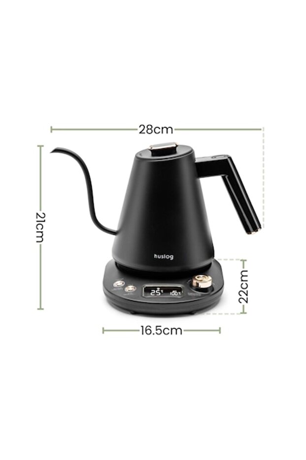 Electric Kettle Huslog, Gooseneck, Coffee Preparation Program, Temperature Control, 360° Rotating B - 1