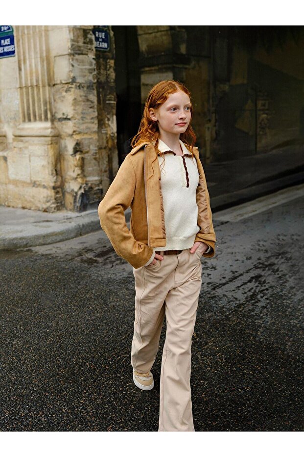 Özmarka New Season Suede Look Girls' Jacket