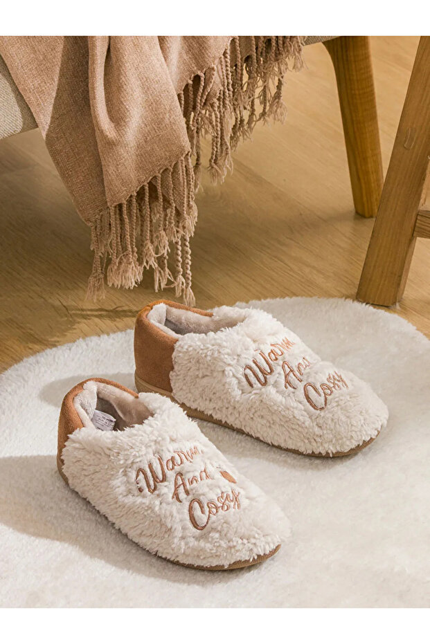 LCW STEPS Bej Kadın Pelüş Ev Botu - 1