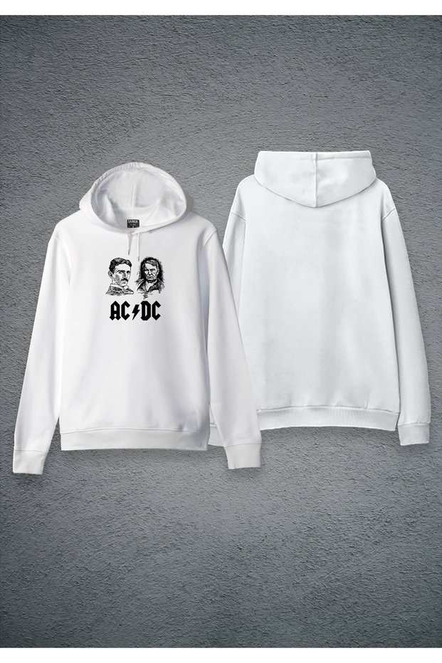 Nikola Tesla Printed White Hooded Hoodie Sweatshirt Hoodie