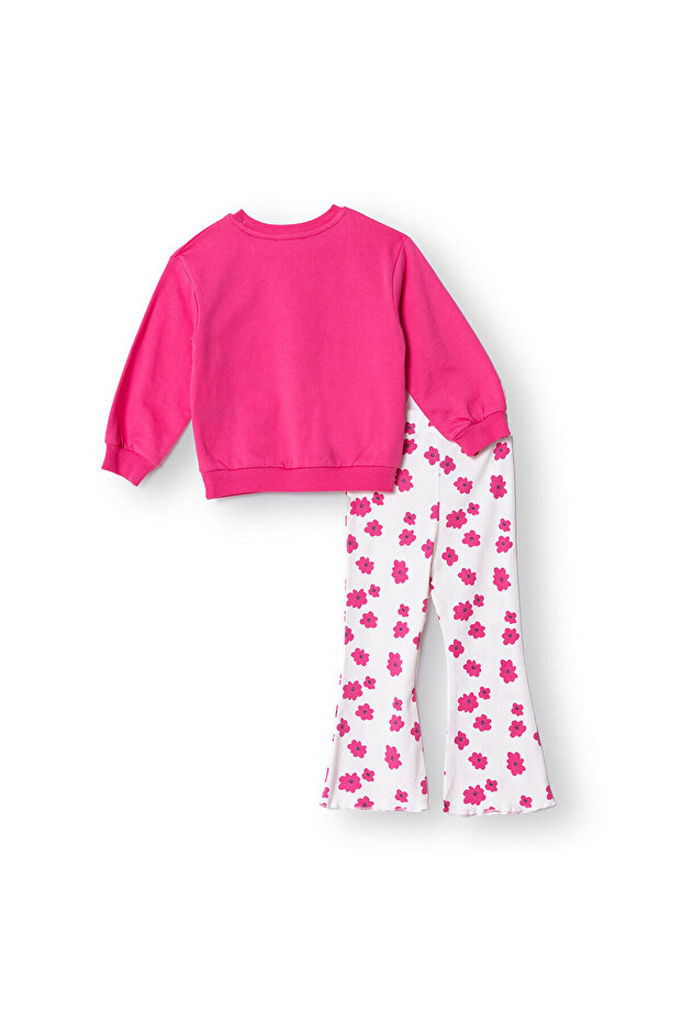 HelloBaby Kız Bebek Sweatshirt - Tayt Şardonlu Bisiklet Yaka Uzun Kol Reçme Paça - 2