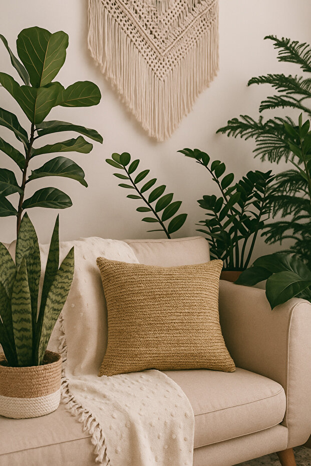 غطاء وسادة منسوج من القش - 1