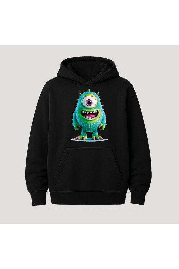 Monsters Printed Kangaroo Pocket Cotton Hooded Long Sleeve Hoodie Sweatshirt