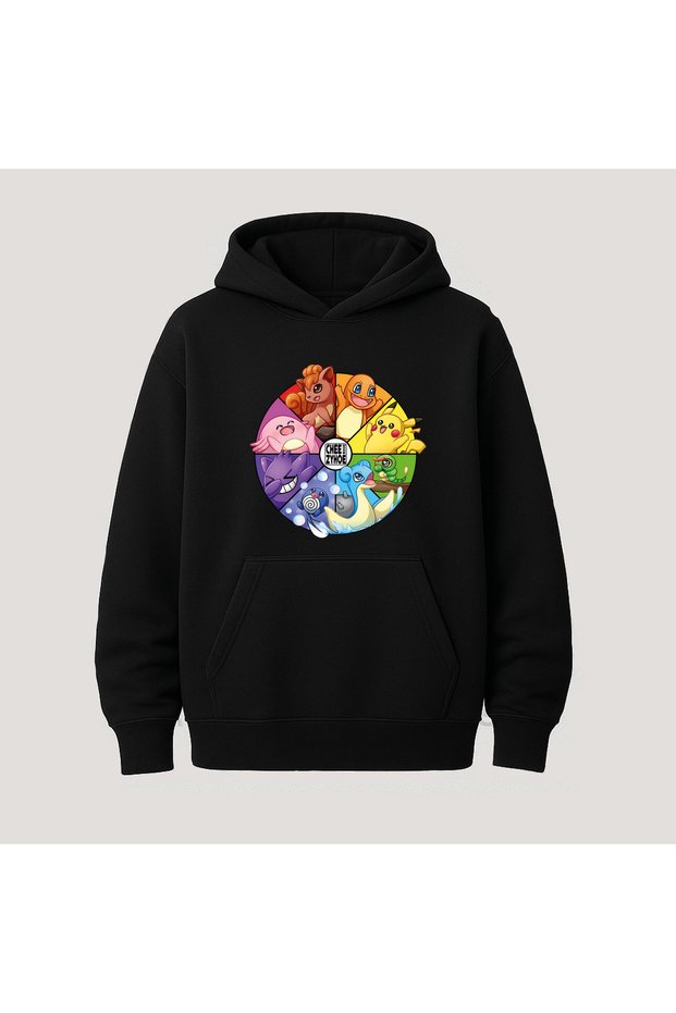 Pokemon Printed Kangaroo Pocket Cotton Hooded Long Sleeve Hoodie Sweatshirt