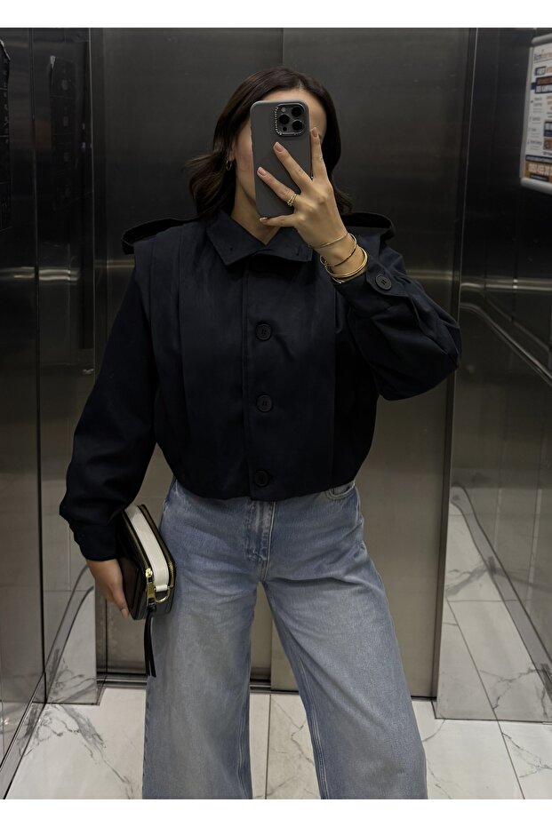 Lacivert süet ceket - 2