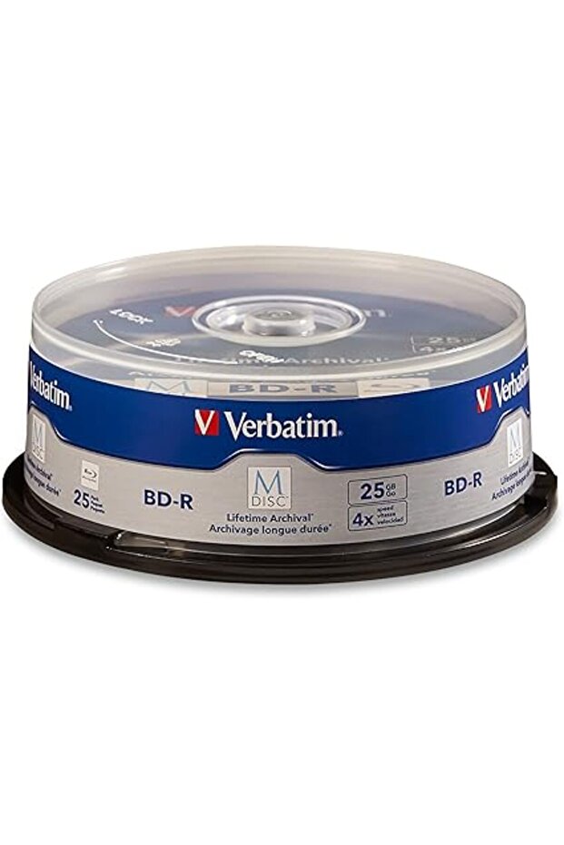 BD-R M-DISC 25GB 4x – branded surface, 25-pack spindle, blue