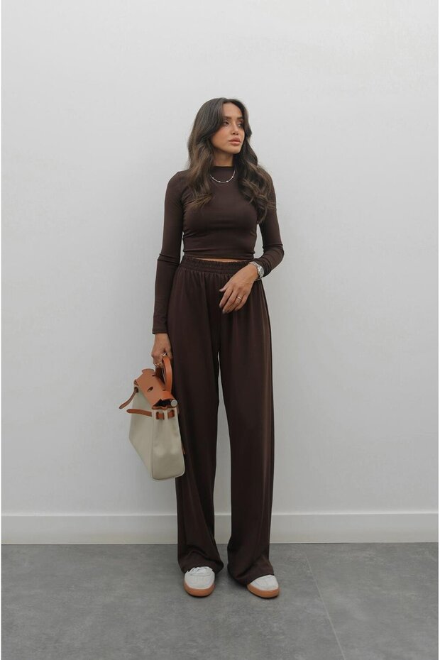 Brown Ural Blouse Pants Set