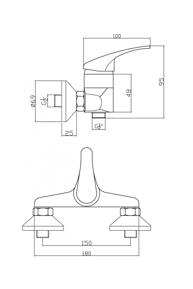Basic Wall-Mounted Shower Battery - 5