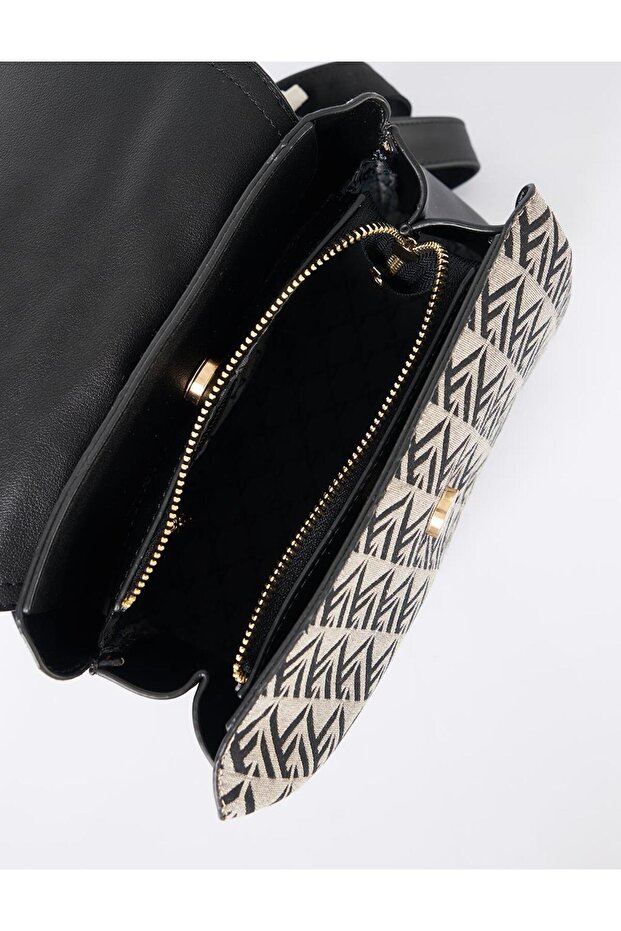 Monogram Pattern Medium Shopper Bag Black - 5