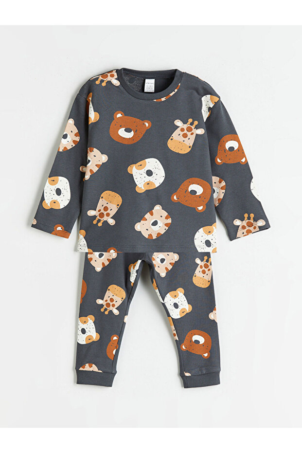 Hayvan Baskılı Erkek Bebek Pijama Takımı - 1