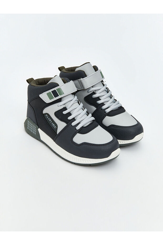 Anthracite Lace-Up and Velcro Ankle-Length Boys' Sports Shoes
