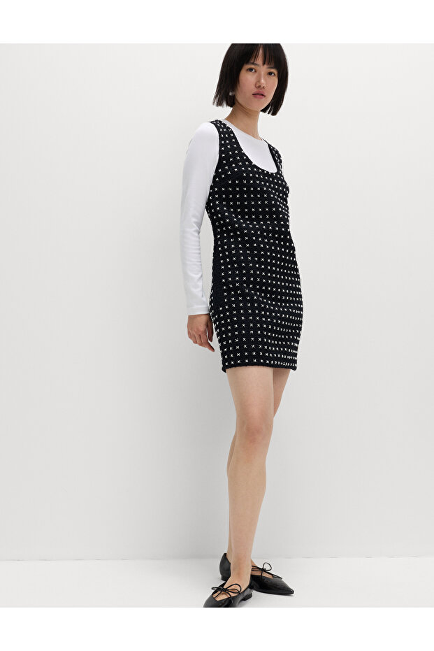 Payetli Mini Shift Elbise - 5