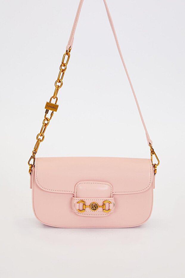 Pink Lock Chain Shoulder Bag