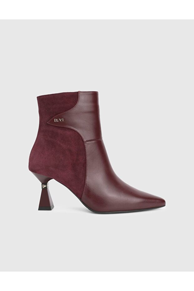 Patsy Hakiki Süet Deri Bordo Kadın Topuklu Bot - 4