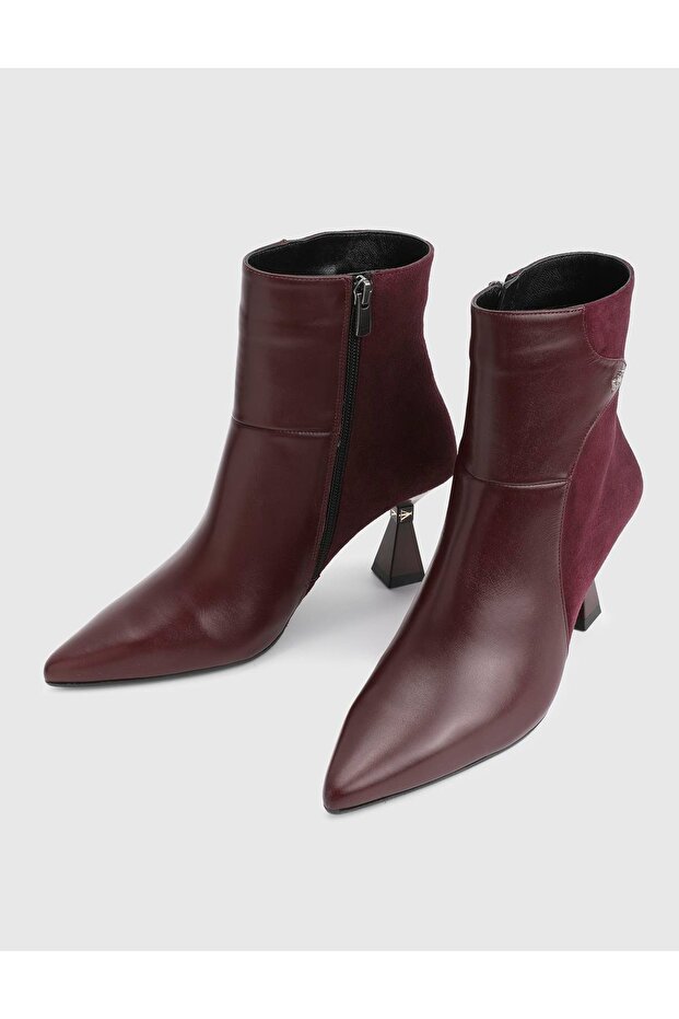 Patsy Hakiki Süet Deri Bordo Kadın Topuklu Bot - 3